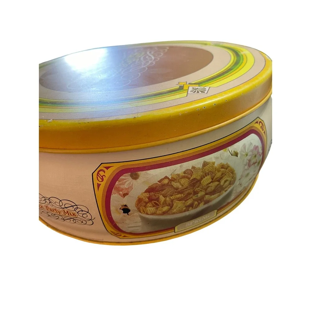 1980 Chex Party Mix‎ Tin Canister Collectible Retro Kitchen Decor
